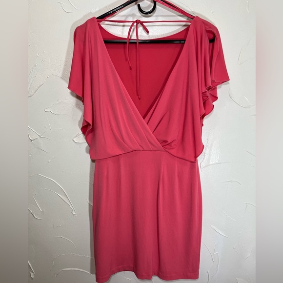 Jessica Simpson Coral Mini V Swoop Back Dress SZ 6 - Picture 5 of 6